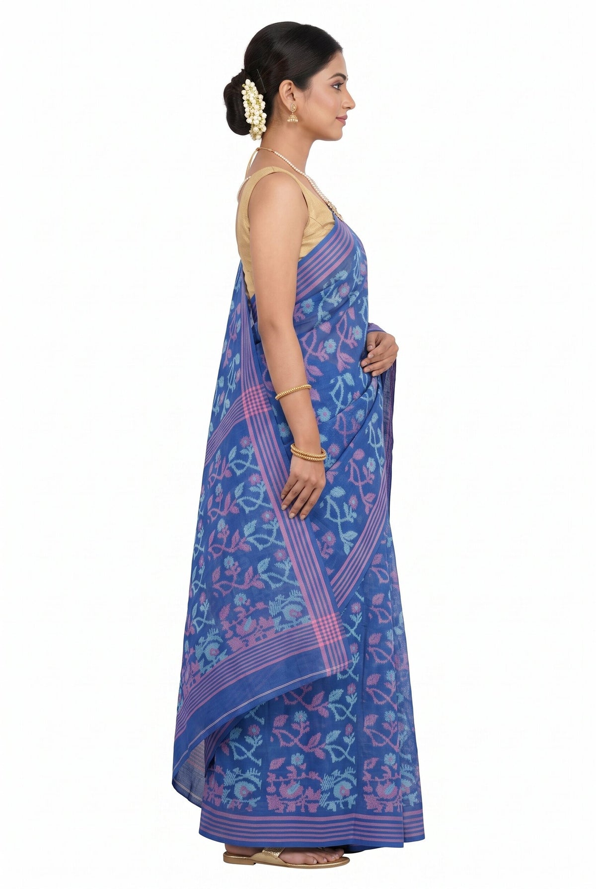 Pradip Fabrics Women's Floral Print Cotton Blend Tant Saree