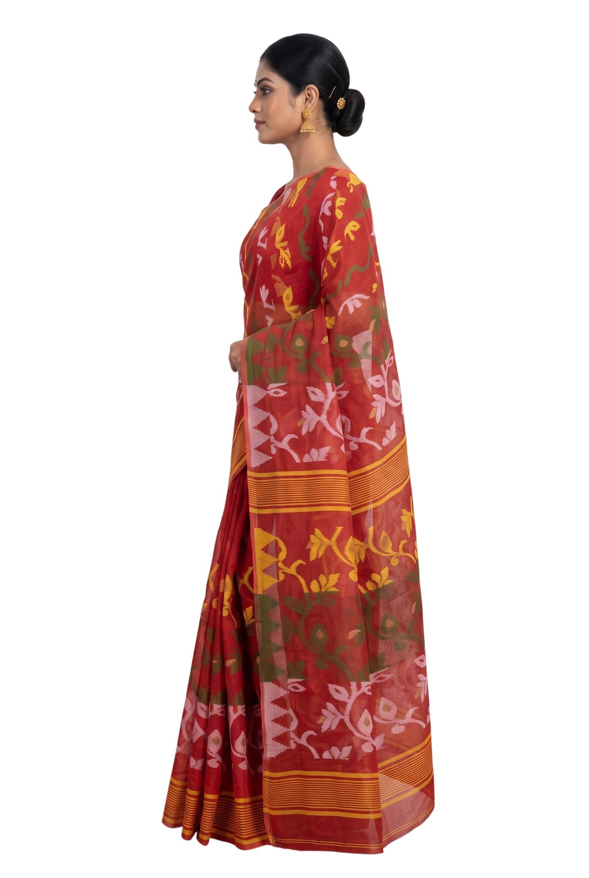 Pradip Fabrics Women's Floral Print Cotton Blend Tant Saree