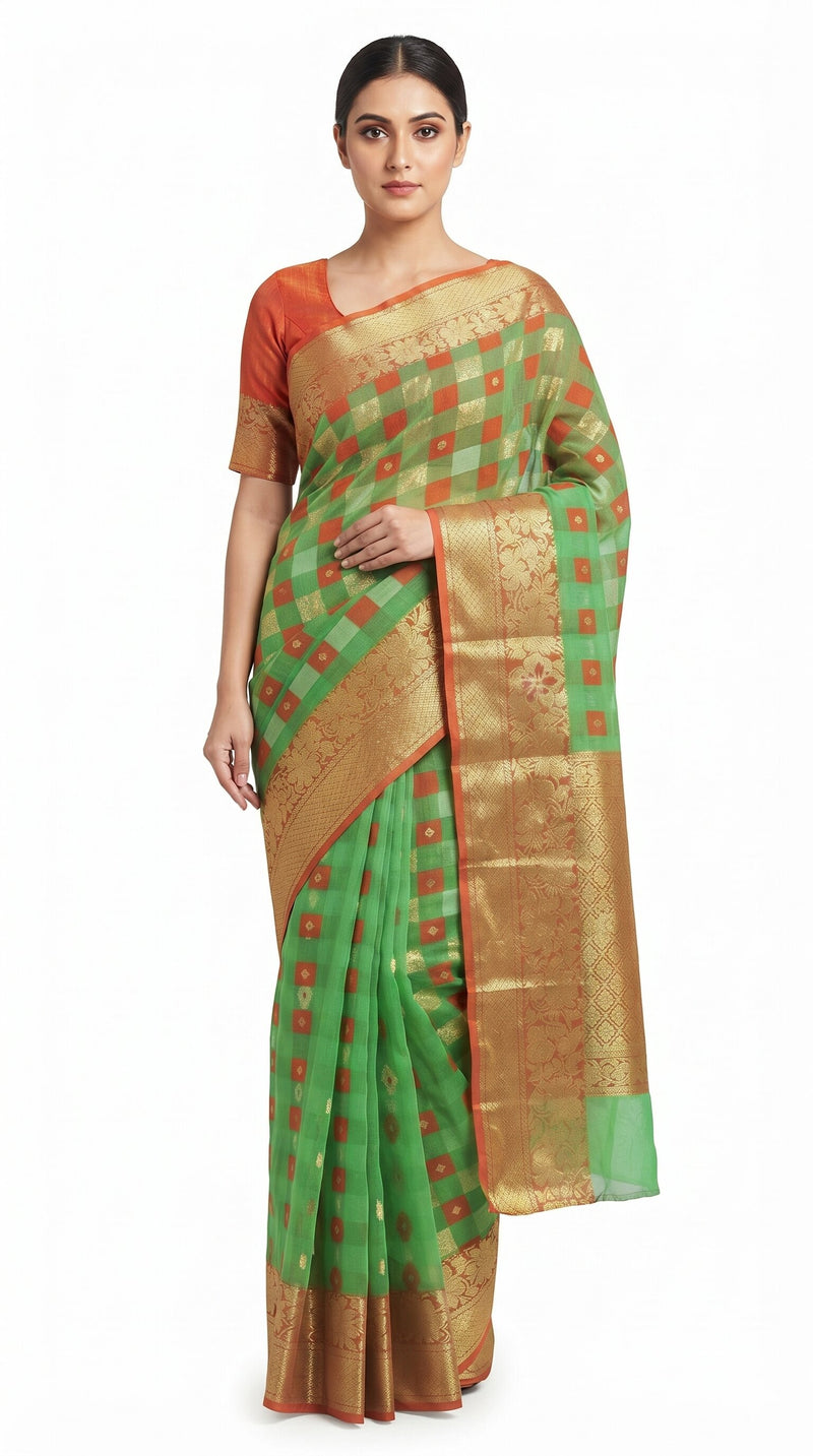 Pradip Fabrics Ethnic Women's Sat Khela Allover Tant Silk Saree