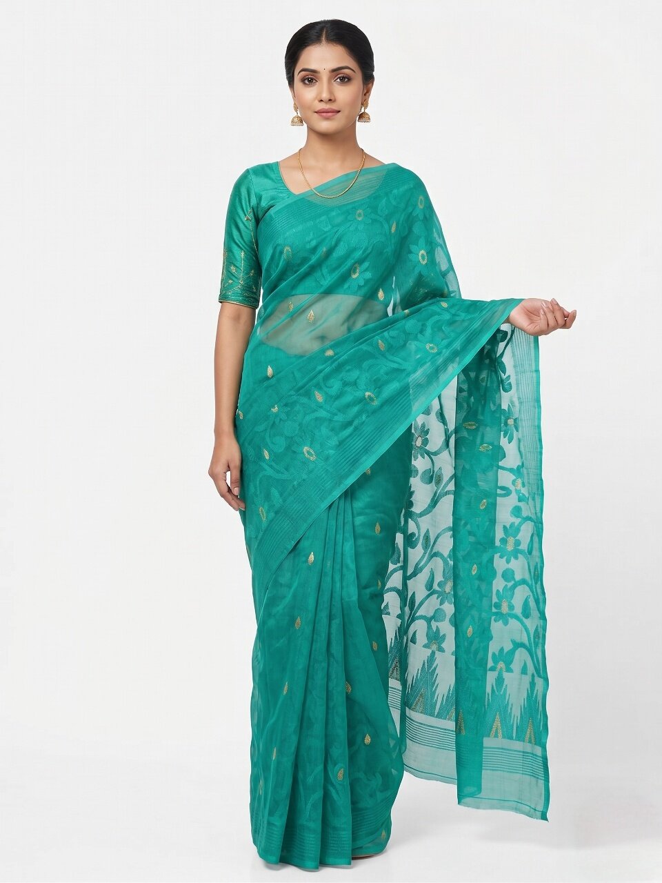 Pradip Fabrics Ethnic Women's Tant Jamdani Saree