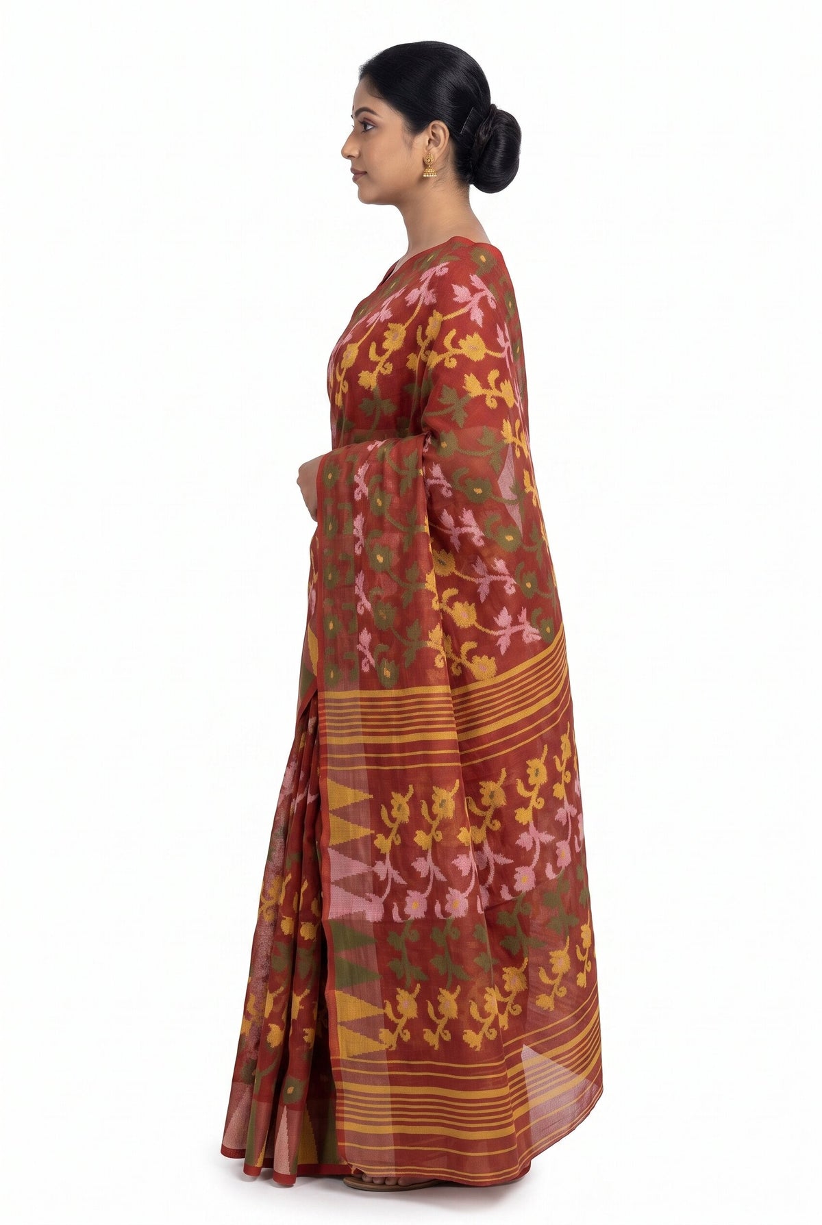 Pradip Fabrics Women's Floral Print Cotton Blend Tant Saree