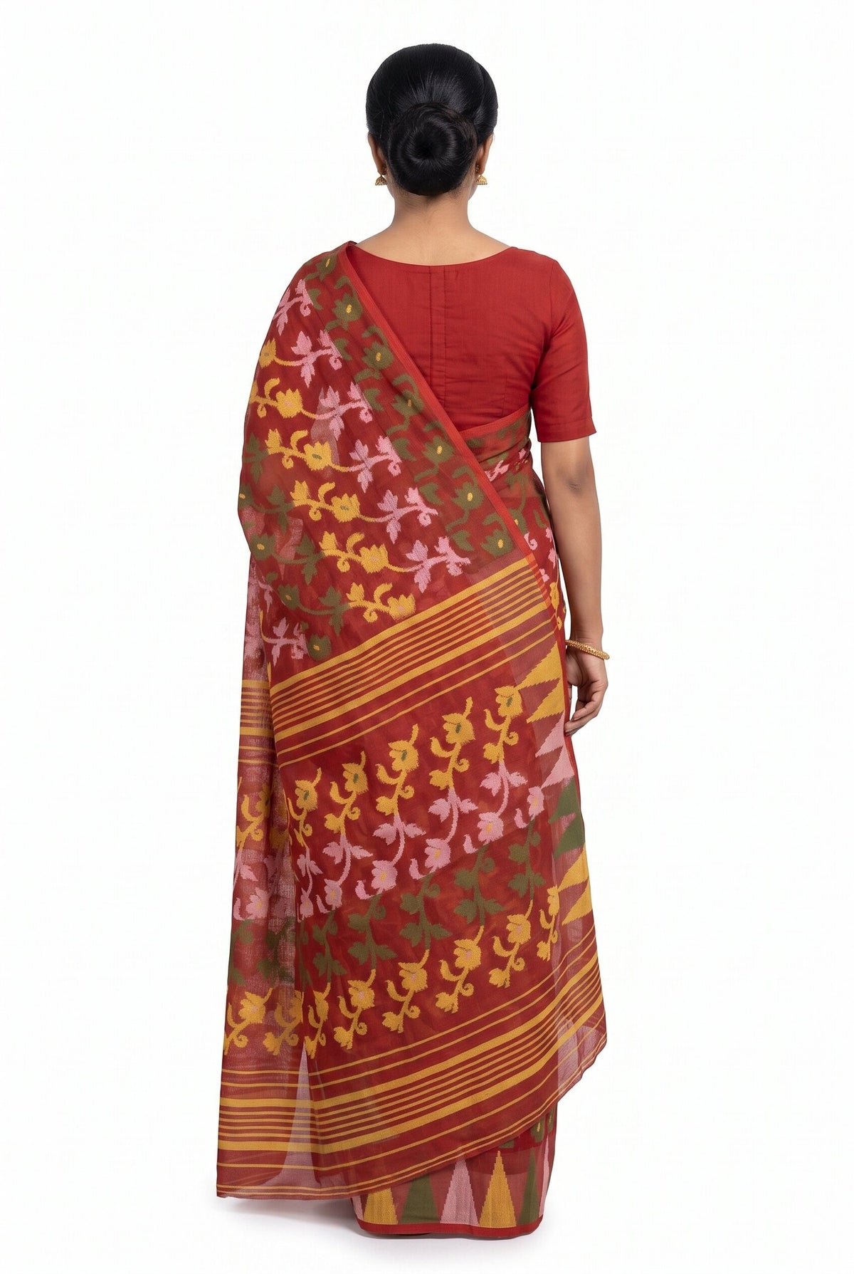 Pradip Fabrics Women's Floral Print Cotton Blend Tant Saree