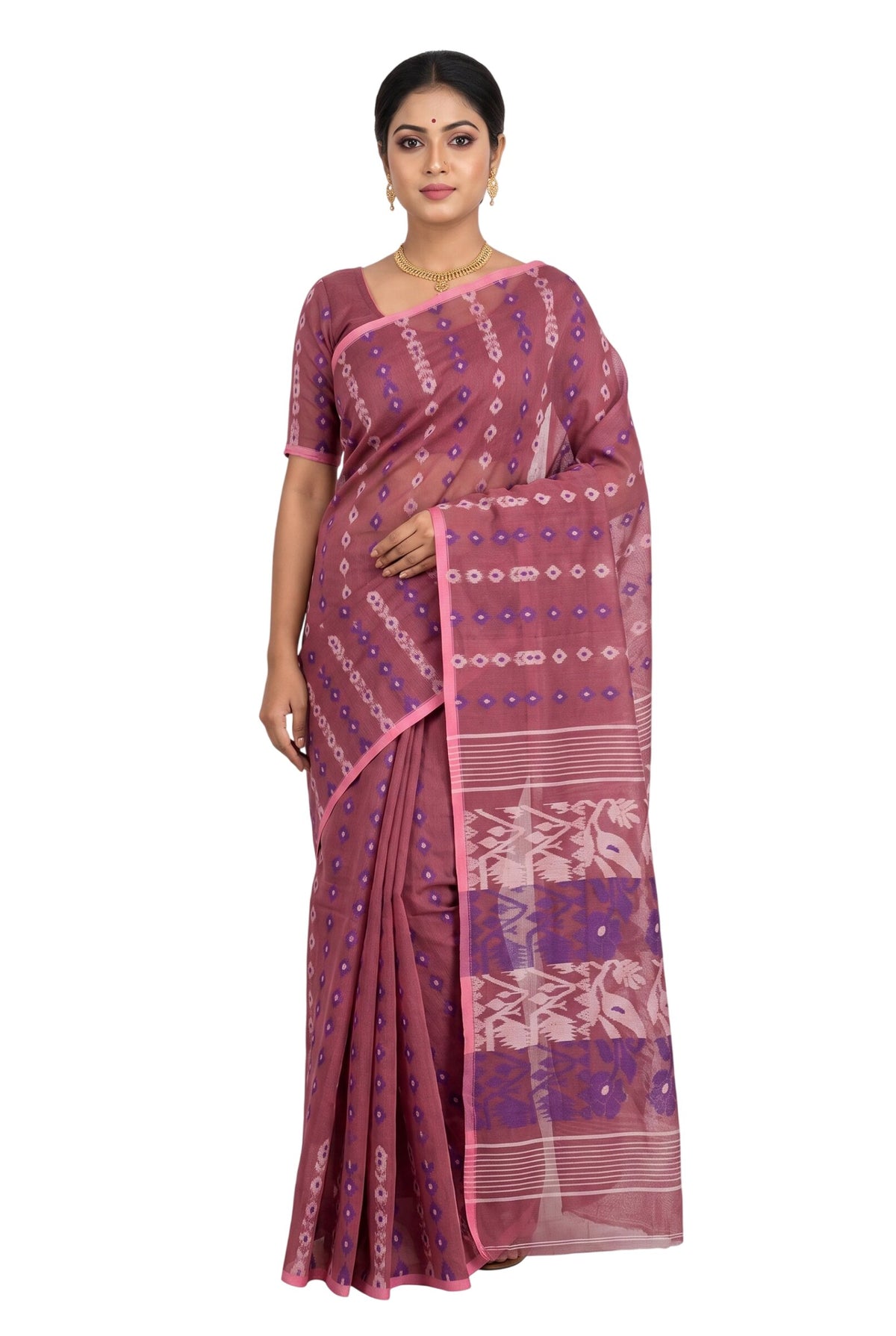 Pradip Fabrics Women's Floral Print Cotton Blend Tant Saree