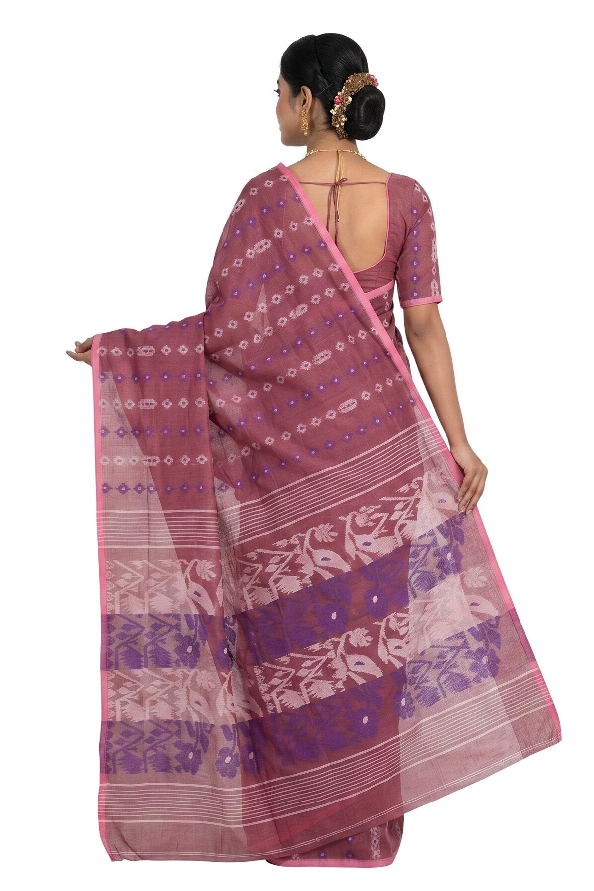 Pradip Fabrics Women's Floral Print Cotton Blend Tant Saree