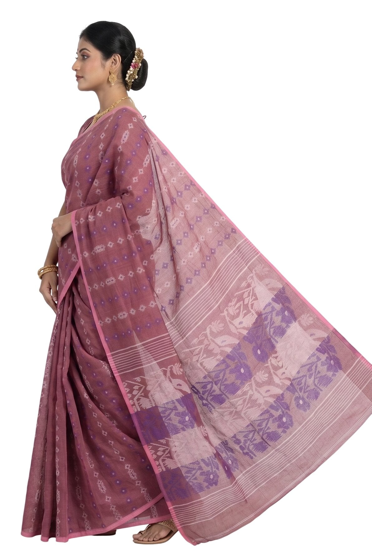 Pradip Fabrics Women's Floral Print Cotton Blend Tant Saree