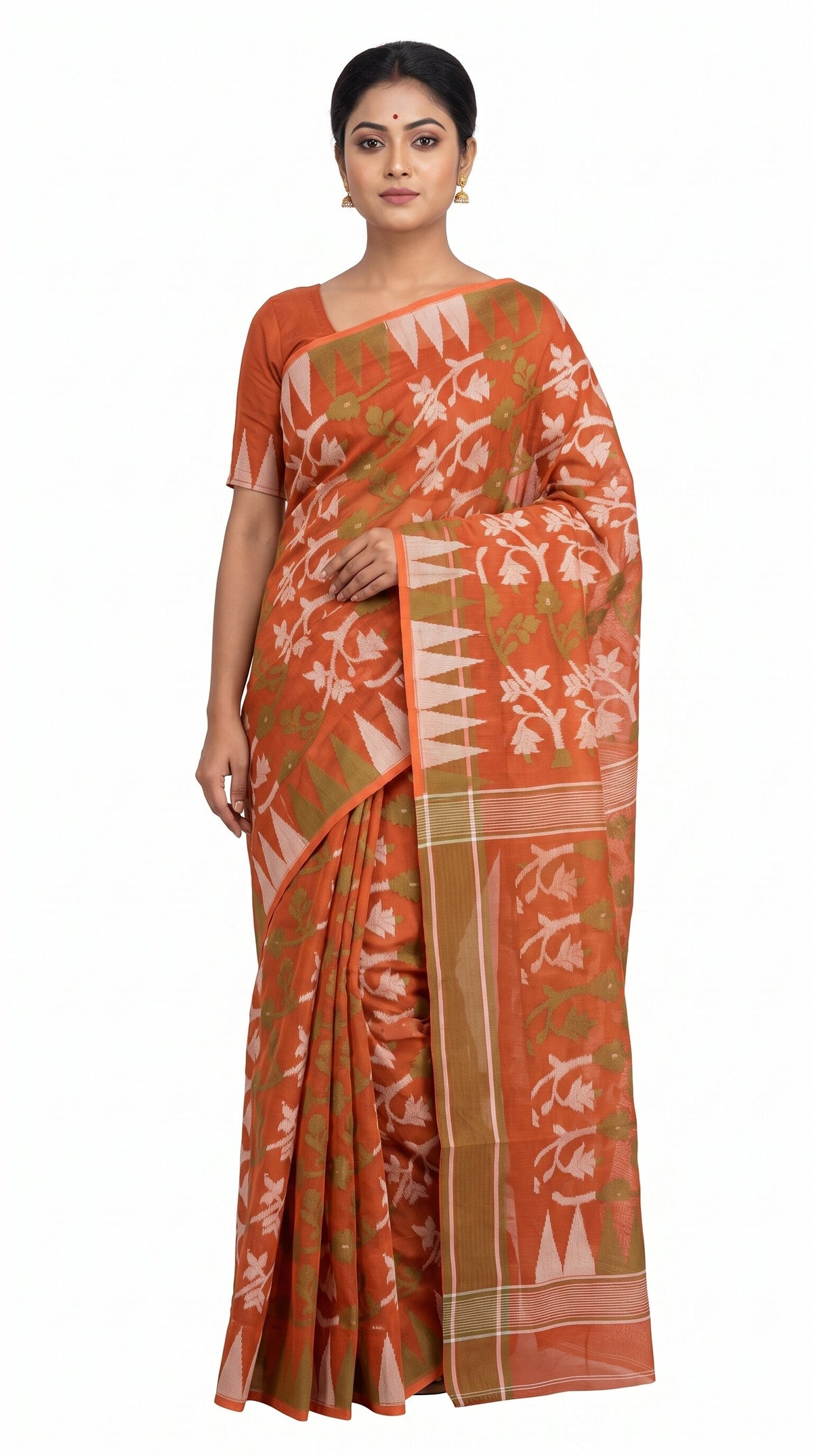Pradip Fabrics Women's Floral Print Cotton Blend Tant Saree