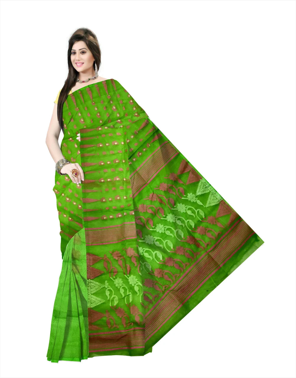 Pradip Fabrics Women's Floral Print Cotton Blend Tant Saree