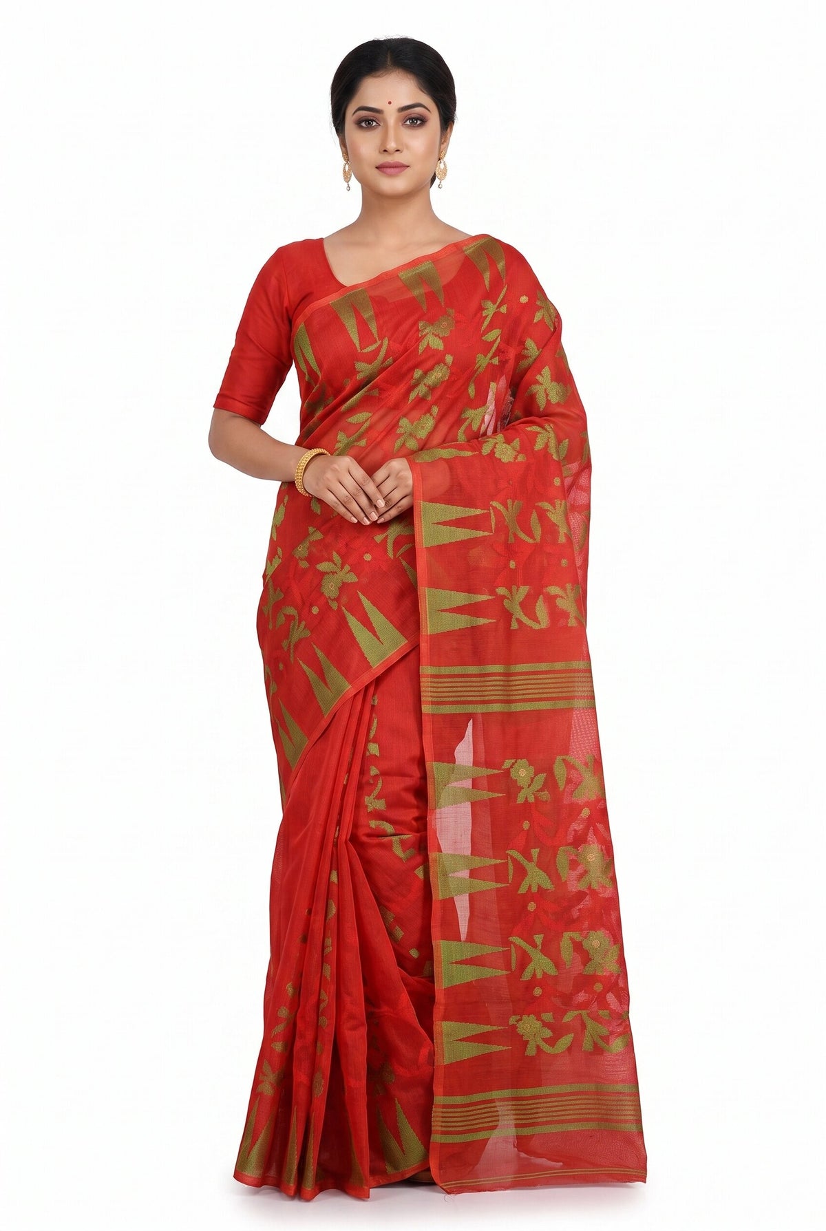 Pradip Fabrics Women's Floral Print Cotton Blend Tant Saree