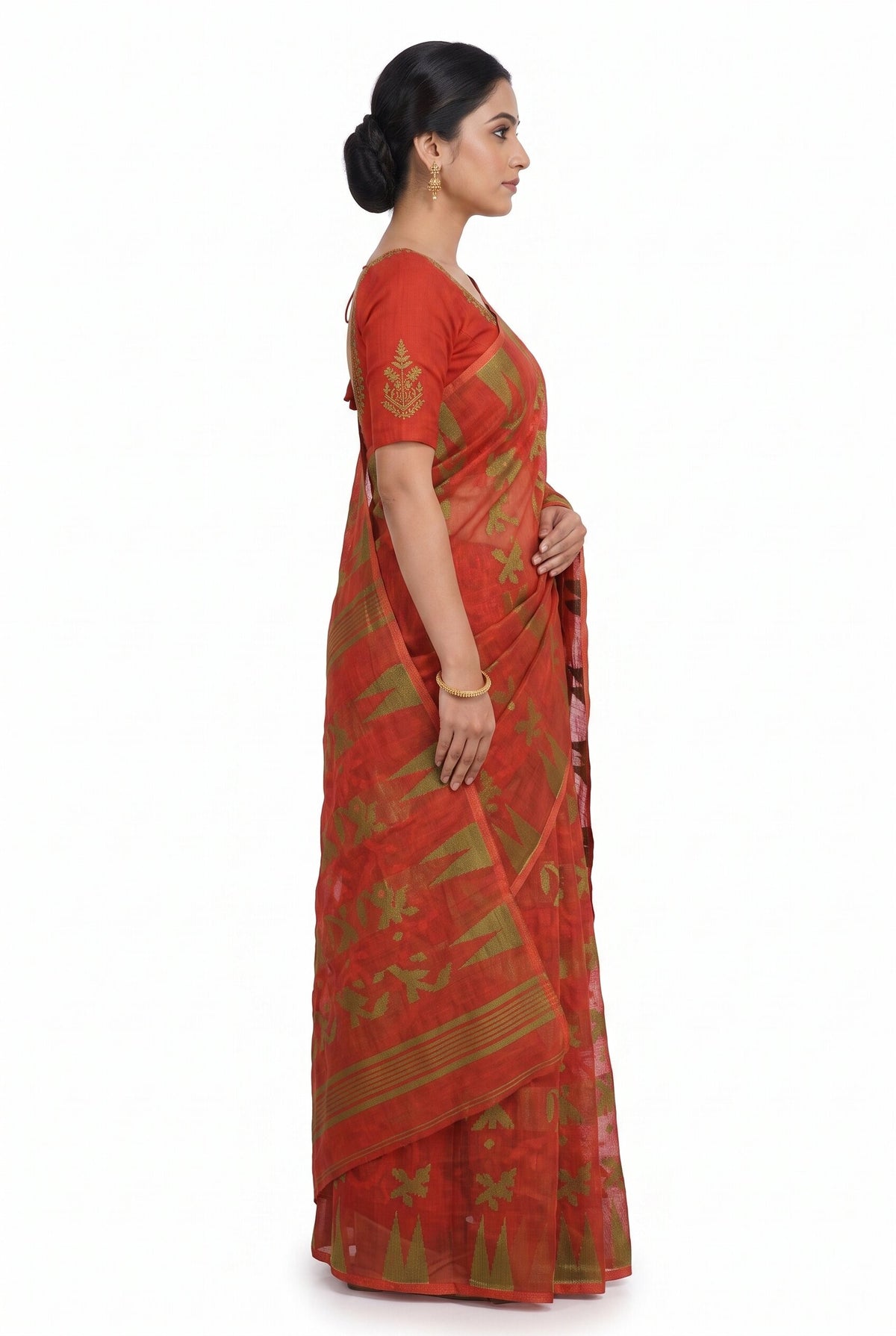 Pradip Fabrics Women's Floral Print Cotton Blend Tant Saree
