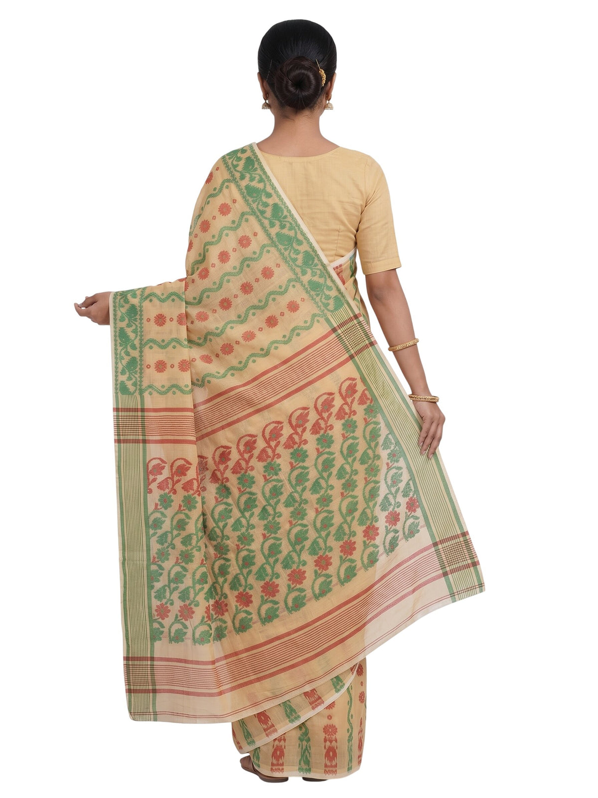 Pradip Fabrics Women's Floral Print Cotton Blend Tant Saree