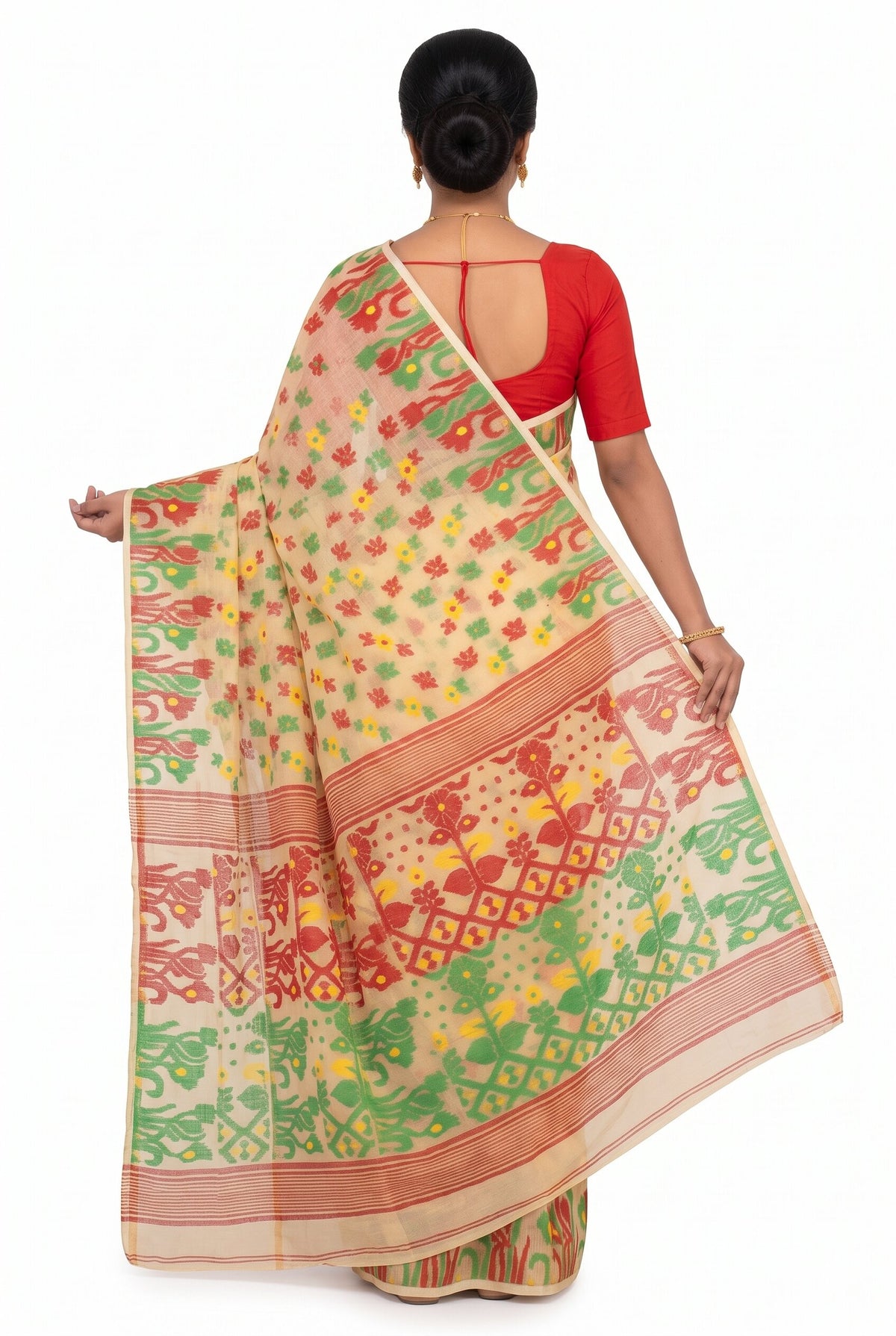 Pradip Fabrics Women's Traditional Handloom Jamdani Tant Saree