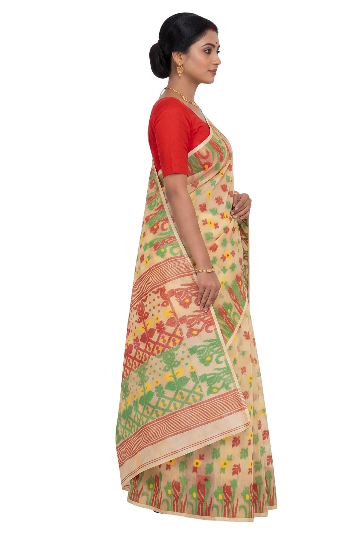 Pradip Fabrics Women's Traditional Handloom Jamdani Tant Saree