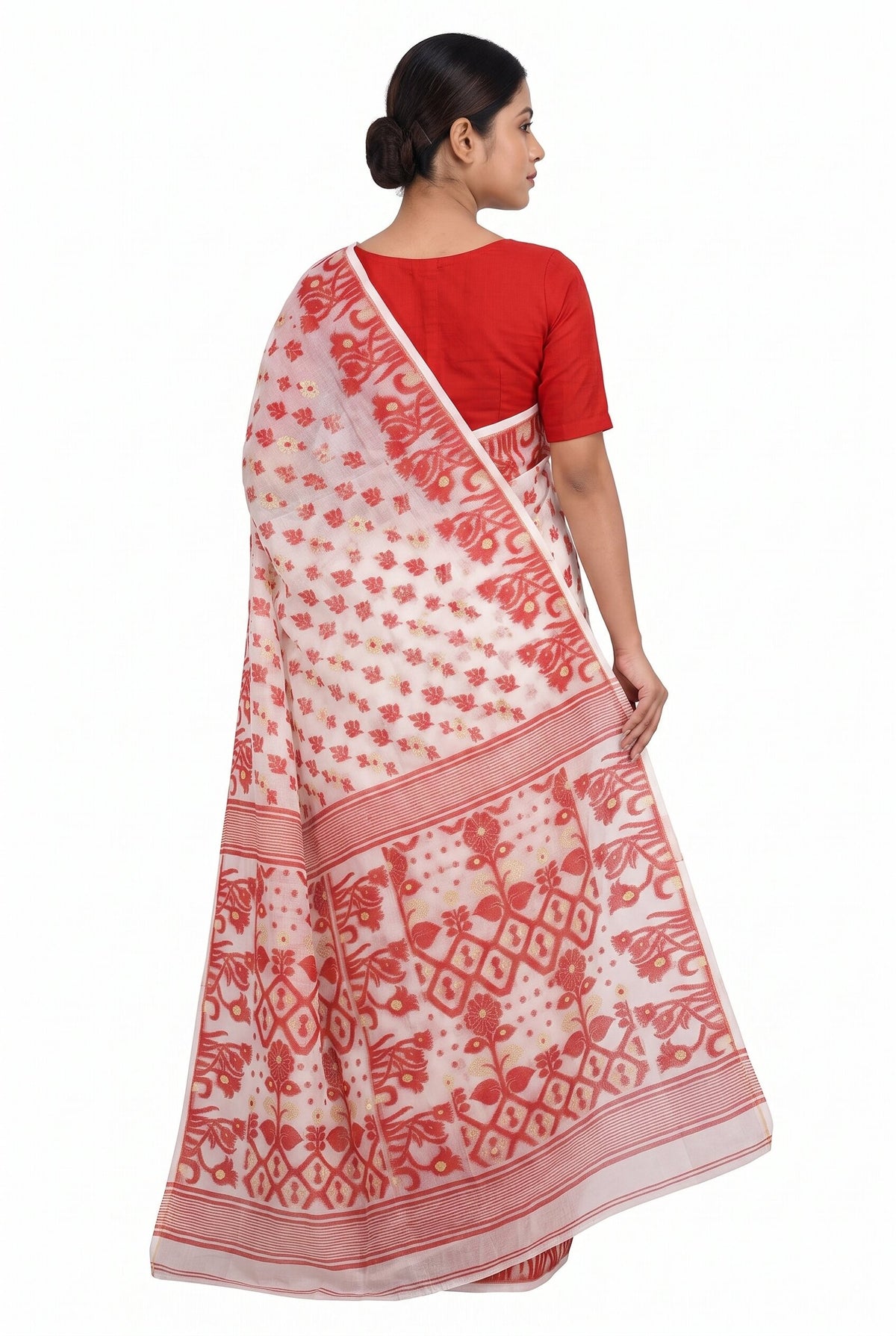 Pradip Fabrics Women's Traditional Handloom Jamdani Tant Saree
