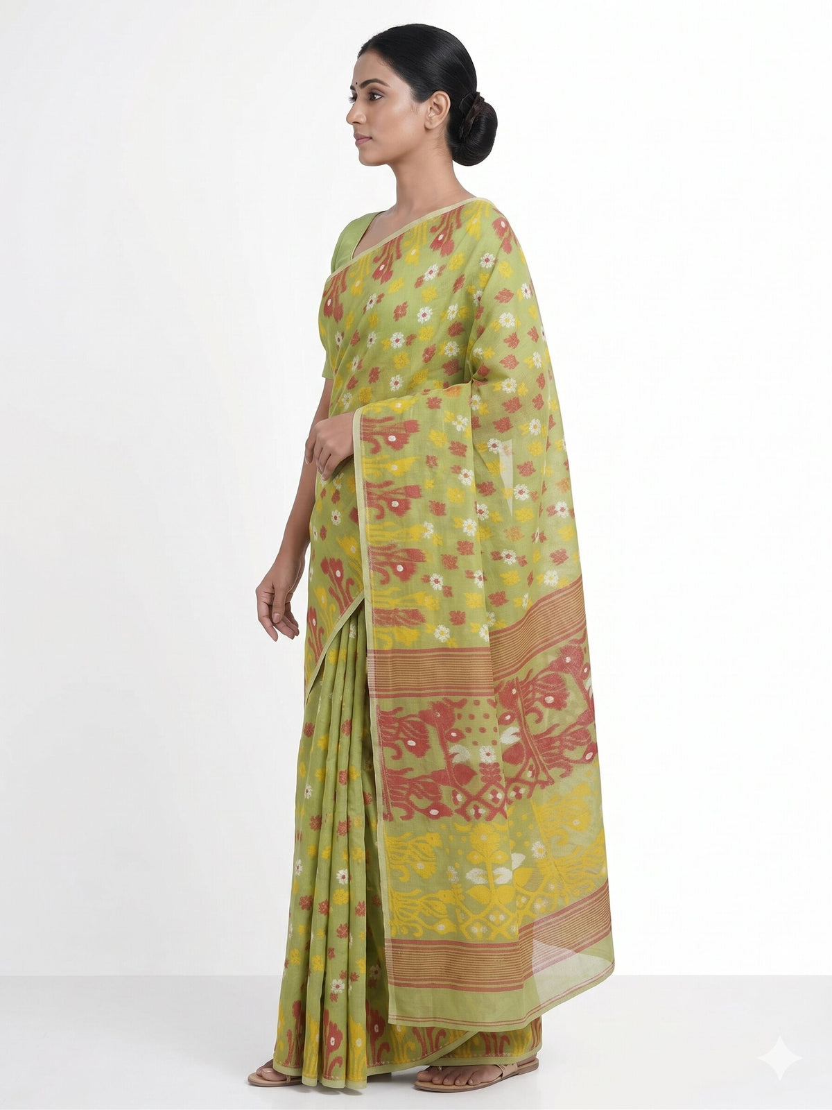 Pradip Fabrics Women's Traditional Handloom Jamdani Tant Saree