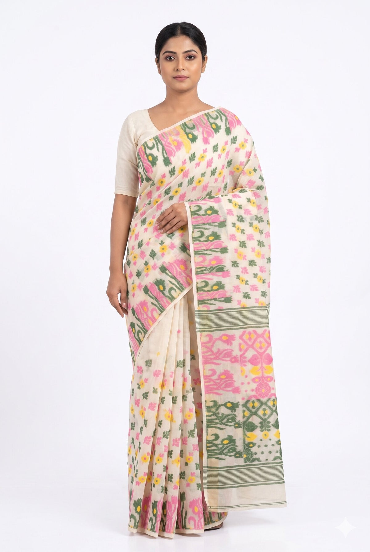Pradip Fabrics Women's Traditional Handloom Jamdani Tant Saree