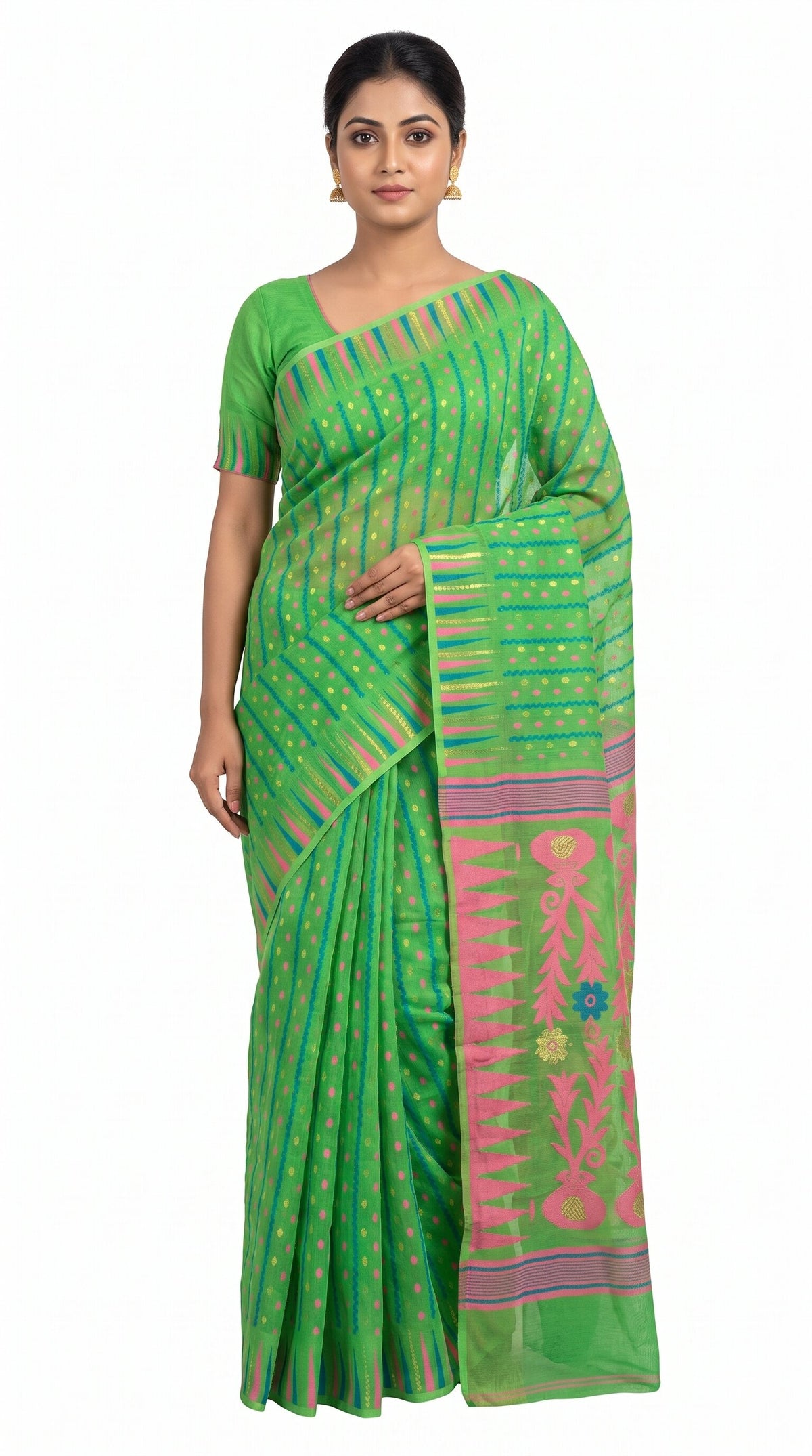 Pradip Fabrics Ethnic Women's Tant Jamdani Saree