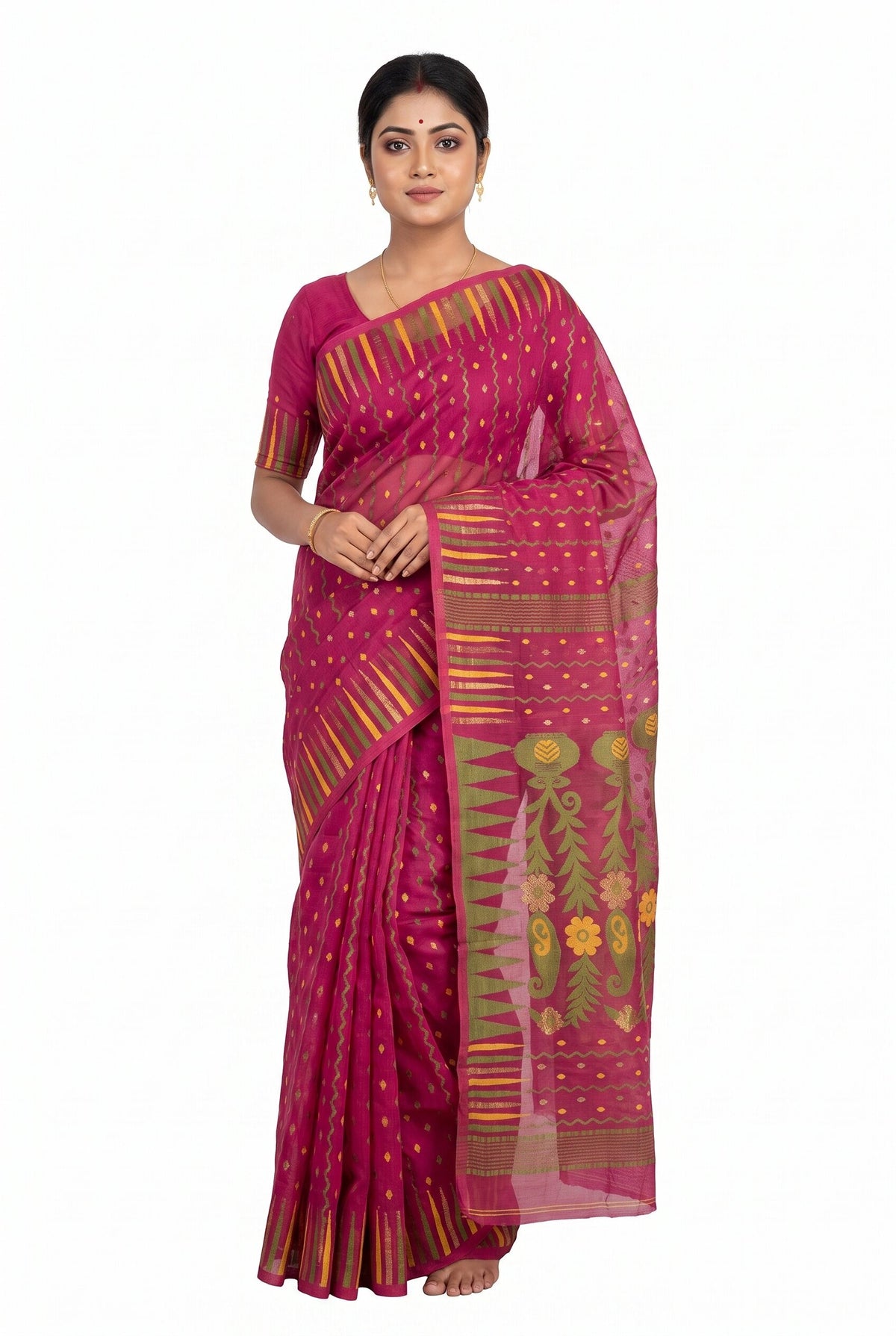 Pradip Fabrics Ethnic Women's Tant Jamdani Saree