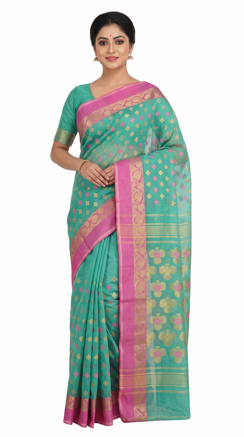 Pradip Fabrics Ethnic Women's and Girl's Jamdani Wedding Party Handloom saree