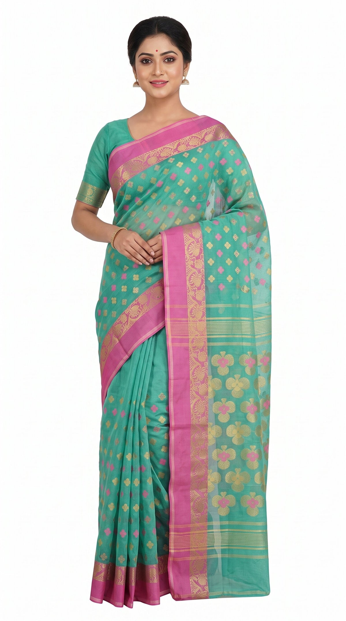 Pradip Fabrics Ethnic Women's and Girl's Jamdani Wedding Party Handloom saree
