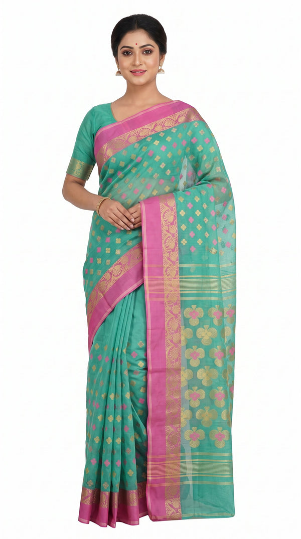Pradip Fabrics Ethnic Women's and Girl's Jamdani Wedding Party Handloom saree