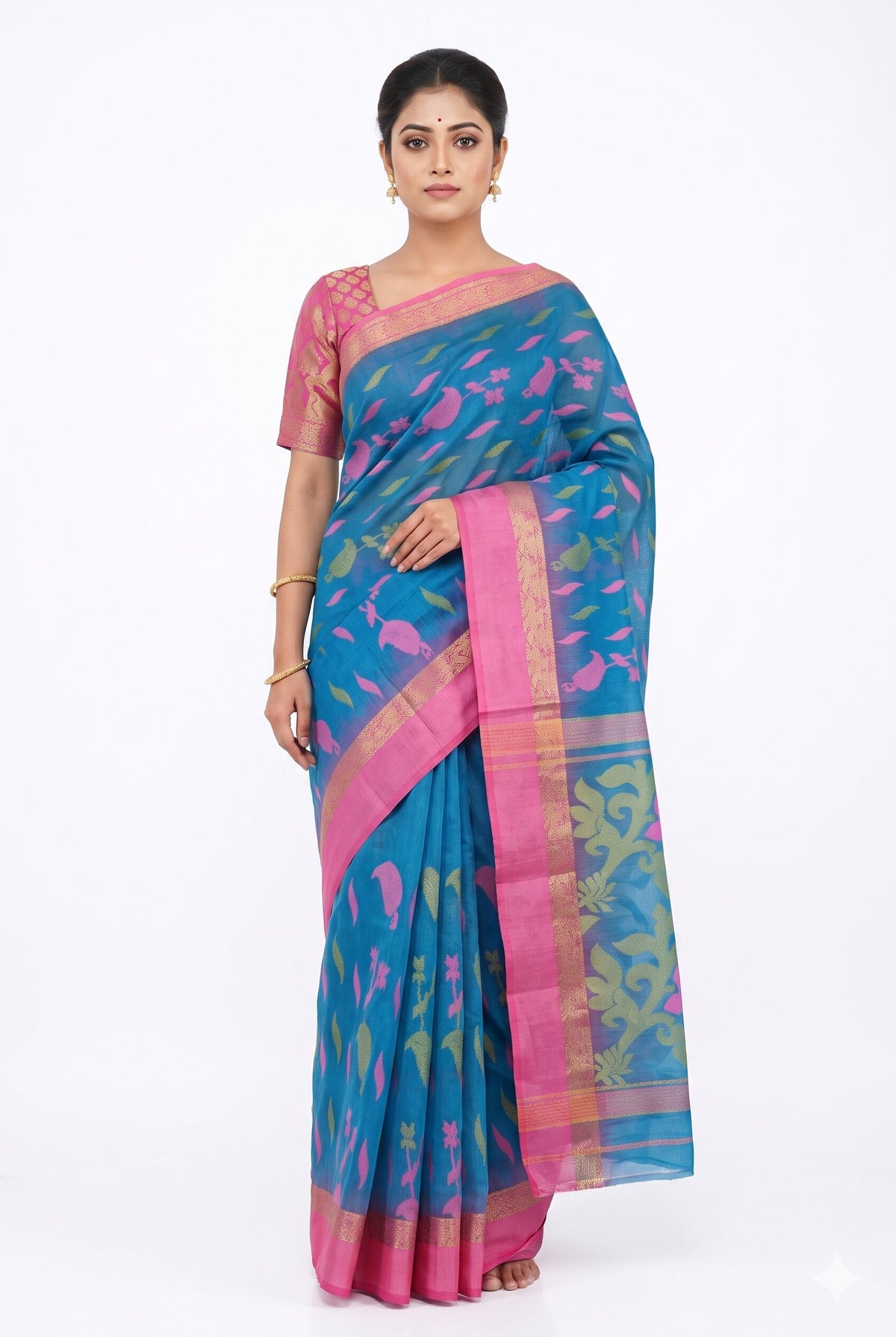 Pradip Fabrics Ethnic Women's and Girl's Jamdani Wedding Party Handloom saree