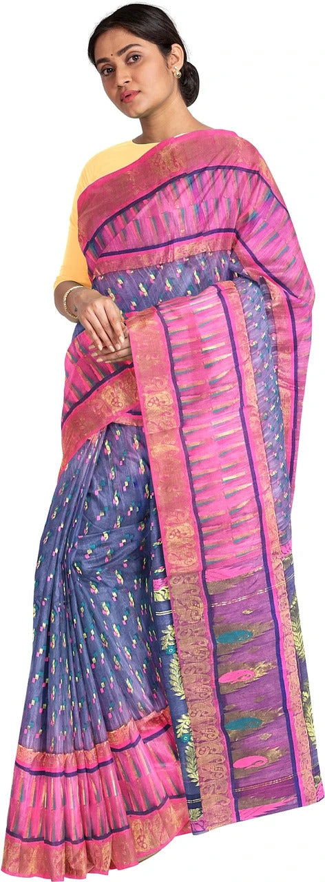 Pradip Fabrics Applique Tant Silk Blend Saree 