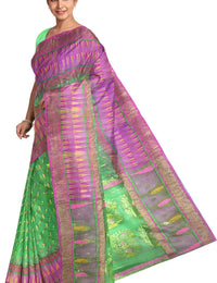 Pradip Fabrics Applique Tant Silk Blend Saree 