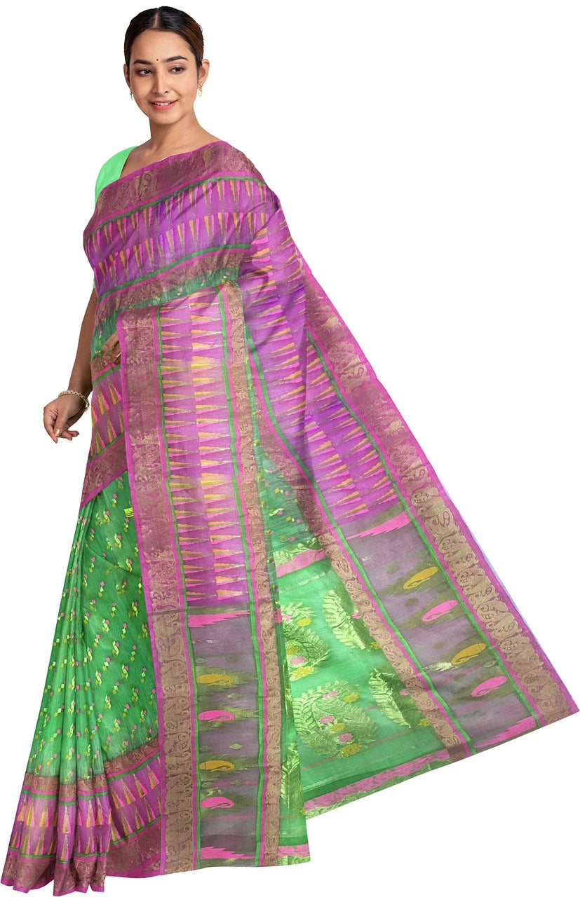 Pradip Fabrics Applique Tant Silk Blend Saree 
