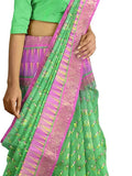 Pradip Fabrics Applique Tant Silk Blend Saree 