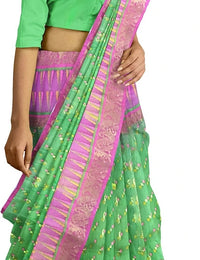 Pradip Fabrics Applique Tant Silk Blend Saree 