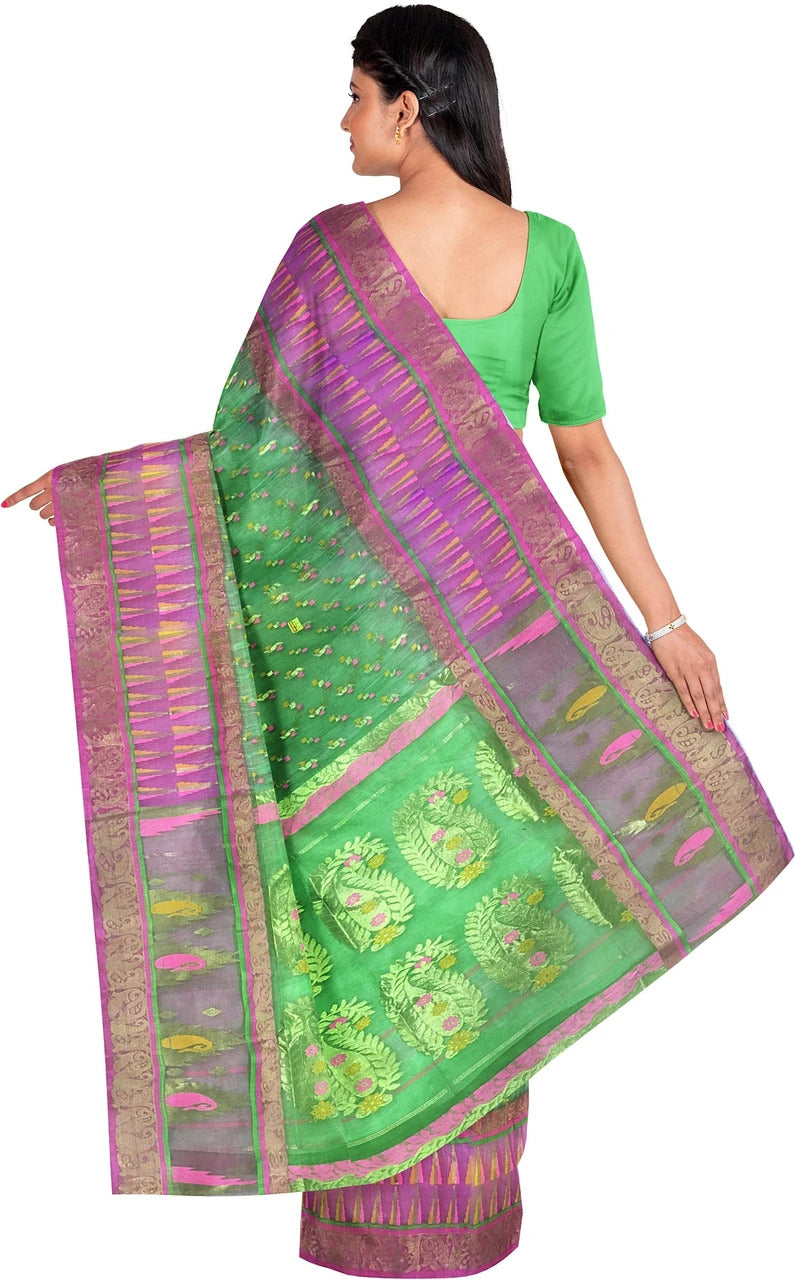 Pradip Fabrics Applique Tant Silk Blend Saree 