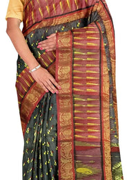 Pradip Fabrics Applique Tant Silk Blend Saree 