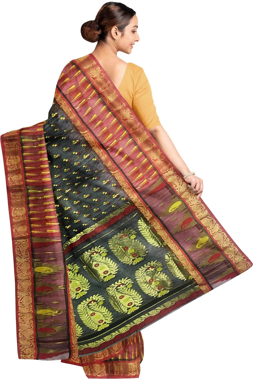 Pradip Fabrics Applique Tant Silk Blend Saree 