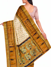 Pradip Fabrics Applique Tant Silk Blend Saree 