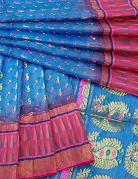 Pradip Fabrics Applique Tant Silk Blend Saree 