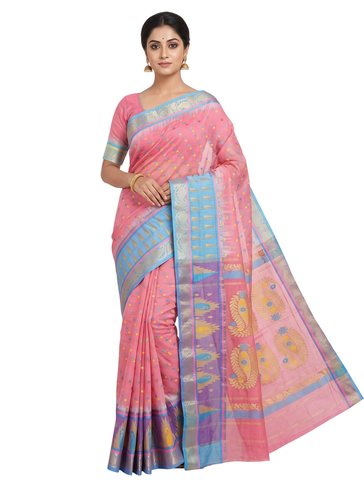 Pradip Fabrics Ethnic Women's Tant Jamdani Saree