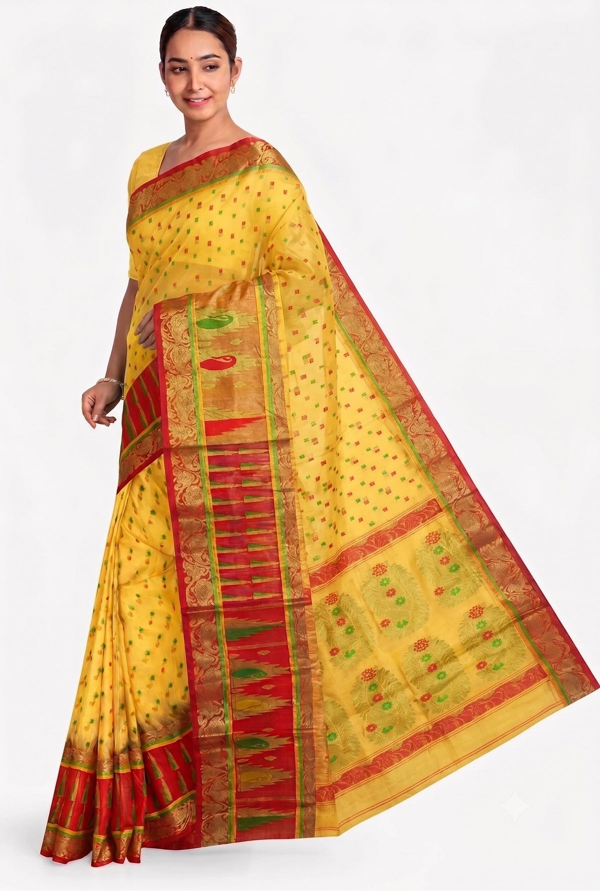 Pradip Fabrics Ethnic Women's Tant Jamdani Saree