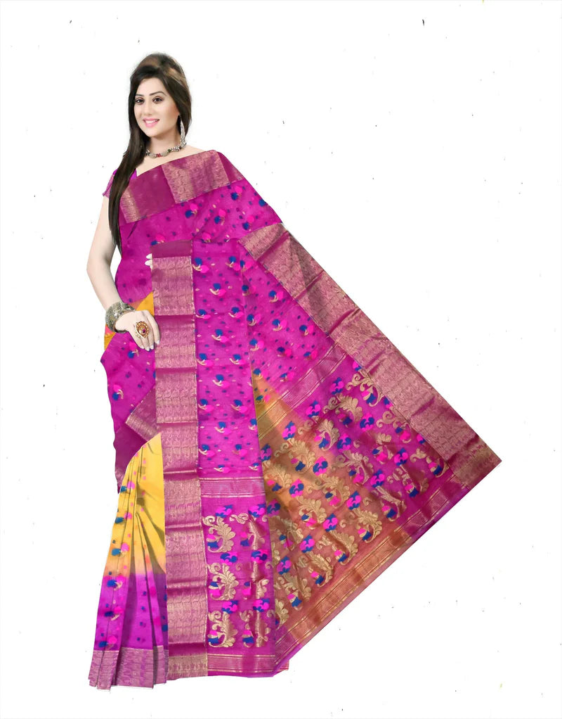 Pradip Fabrics Women's Traditional Woven Jamdani Silk Blend Saree