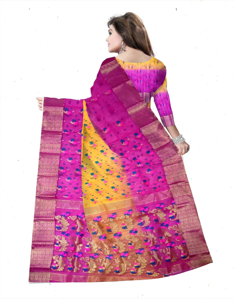 Pradip Fabrics Women's Traditional Woven Jamdani Silk Blend Saree