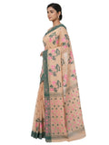 Pradip Fabrics Handloom Jamdani Cotton Saree with Floral Motifs