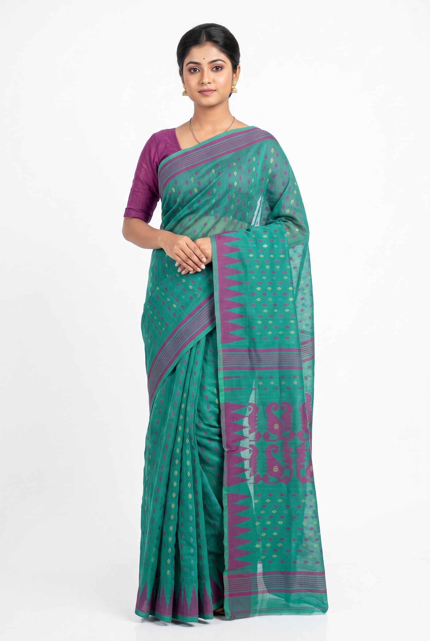 Pradip Fabrics Ethnic Women's Tant Jamdani Saree