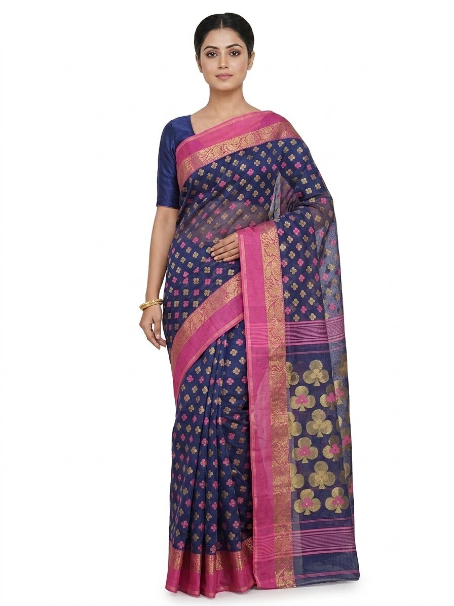 Pradip Fabrics Handloom Cotton Saree with Traditional Motifs