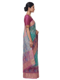Pradip Fabrics Woven Tant Silk Blend Saree (Pink, Light Green)