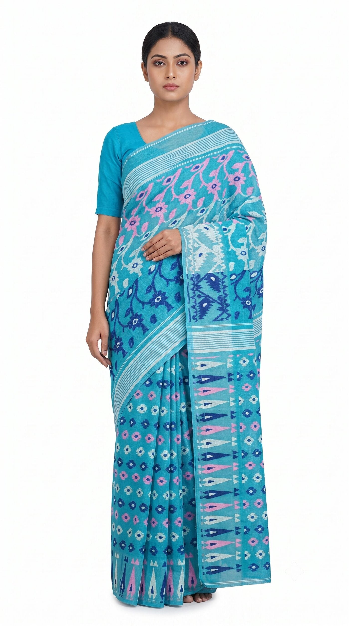 Pradip Fabrics Ethnic Women's All Over Tant Jamdani Saree 