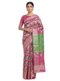 Pradip Fabrics Woven Tant Silk Blend Saree (Pink, Light Green)