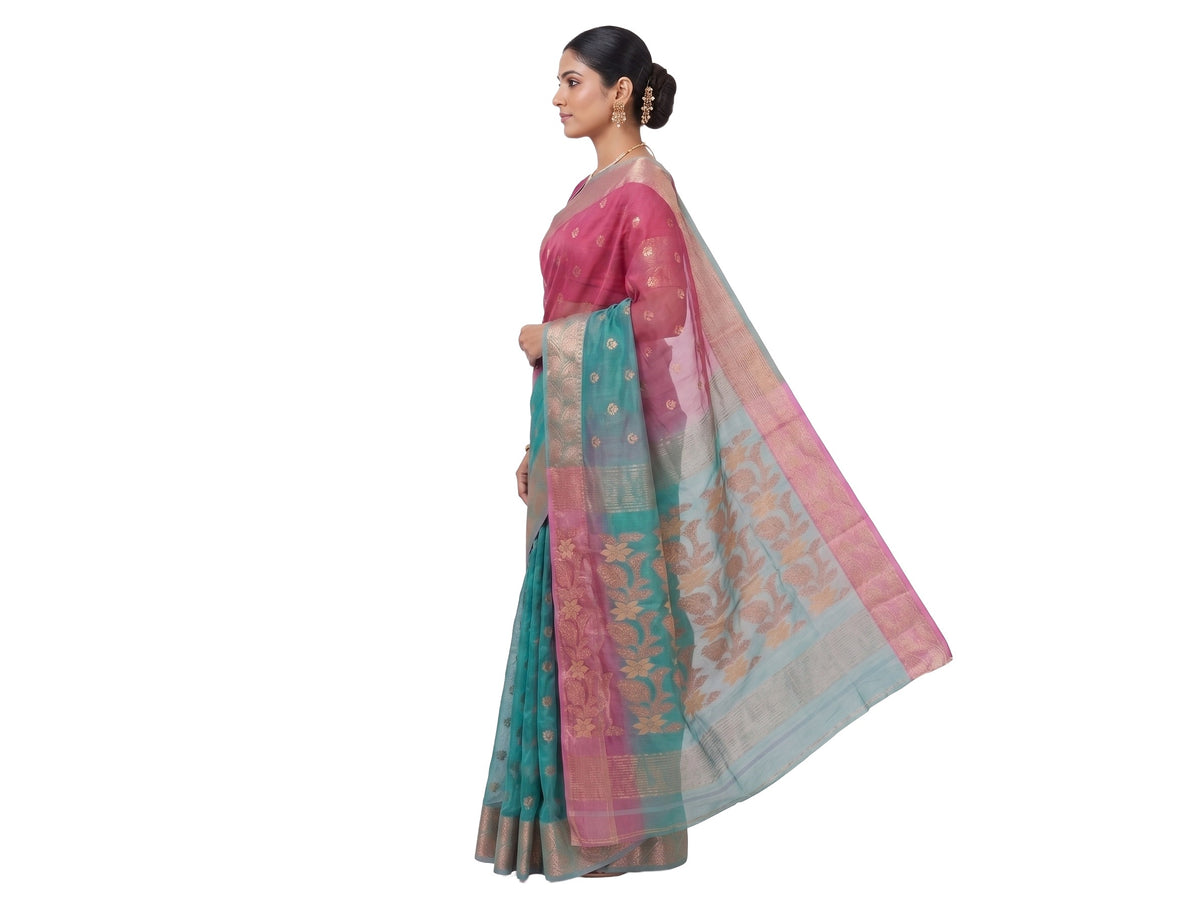 Pradip Fabrics Woven Tant Silk Blend Saree