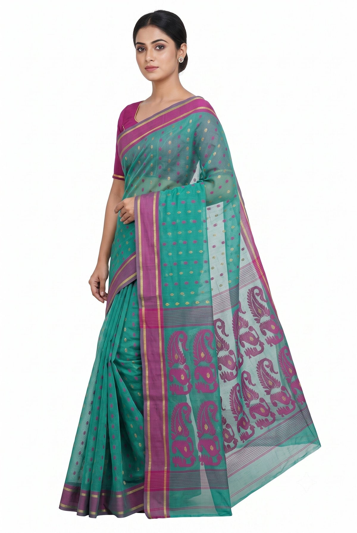 Pradip Fabrics Ethnic Women's Tant Jamdani Saree