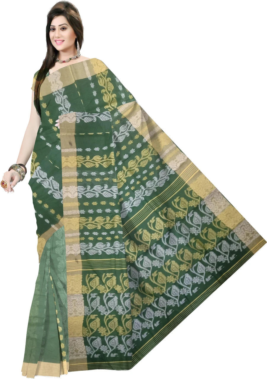 Pradip Fabrics Ethnic Women's Tant Cotton Dhakai Jamdami Saree
