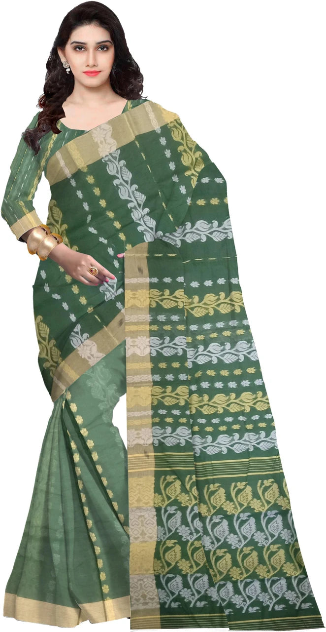 Pradip Fabrics Ethnic Women's Tant Cotton Dhakai Jamdami Saree