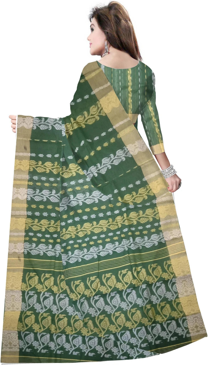 Pradip Fabrics Ethnic Women's Tant Cotton Dhakai Jamdami Saree
